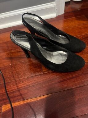 BCBGirls Black Suede Slingback Pumps